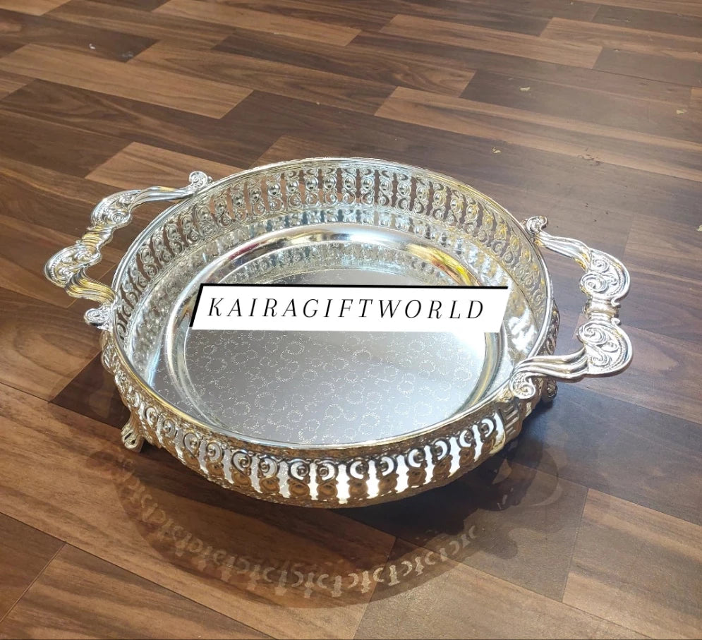 Buy German Silver Plates/Beautiful Silver Coated Tray for