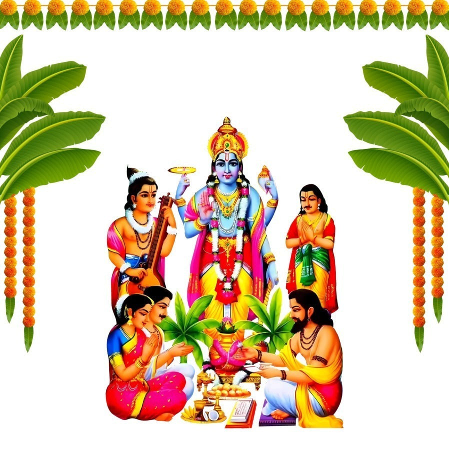 Satyanarayana Swamy Vratham Backdrop Cloth