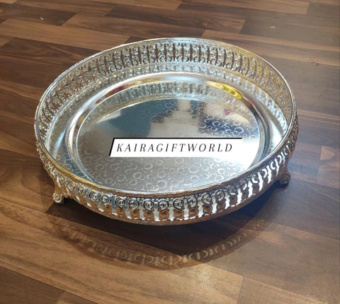 German Silver Round Tray-K42