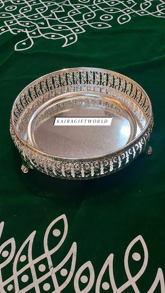 German Silver Round Tray-K42