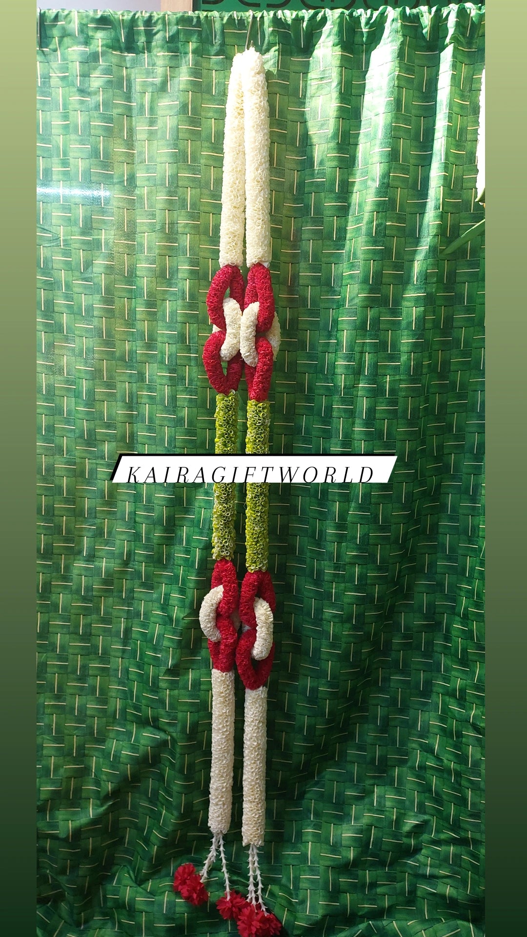 White and Red Loop Hangings Pair