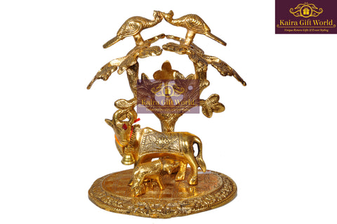 Cow & Calf Kalpavriksh-brass metal-KairaGiftWorld