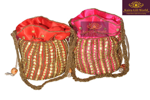 Potli Bag with Beaded Work-Potli Bag-KairaGiftWorld