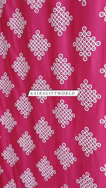 Satin Pink white kolam Backdrop Cloth