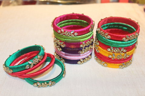 Kundan Thread Bangles-thread bangles-KairaGiftWorld